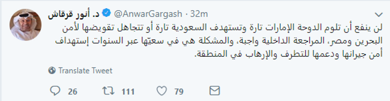 الدكتور أنور بن محمد قرقاش وزير الدولة الإماراتي للشؤون الخارجية