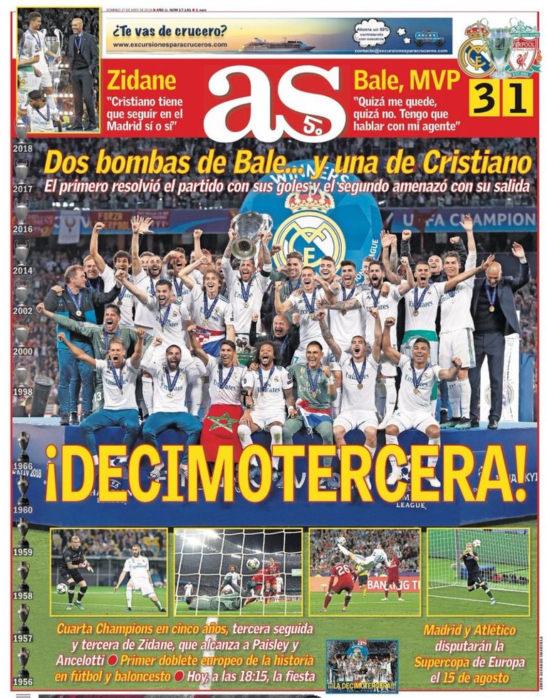 غلاف صحيفة آس فريق ريال مدريد