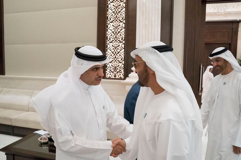 الشيخ محمد بن زايد آل نهيان ولي عهد أبوظبي نائب القائد الأعلى للقوات المسلحة خلال استقباله وزراء إعلام الدول الداعية إلى مكافحة الإرهاب الشيخ محمد بن زايد آل نهيان يستقبل مكرم محمد أحمد رئيس المجلس الأعلى لتنظيم الإعلام المصري