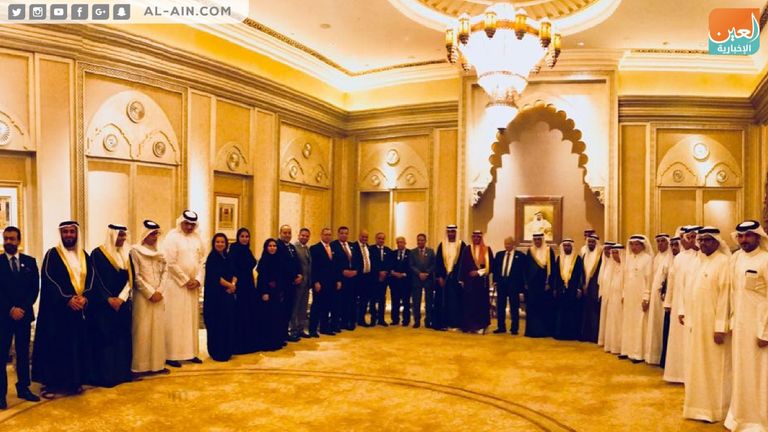 جانب من استقبال الشيخ محمد بن زايد آل نهيان لوزراء إعلام الدول الداعية لمكافحة الإرهاب جانب من اجتماع وزراء إعلام الدول العربية الداعية لمكافحة الإرهاب