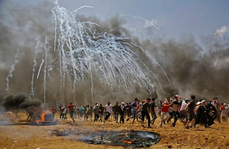 مواجهات عنيفة على حدود قطاع غزة 14 مايو 2018- أرشيفية الغارات الإسرائيلية على قطاع غزة- أرشيفية