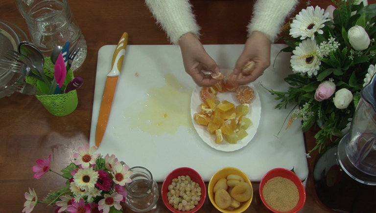 تقطيع الحمضيات عصير الحمضيات والفواكه المجففة