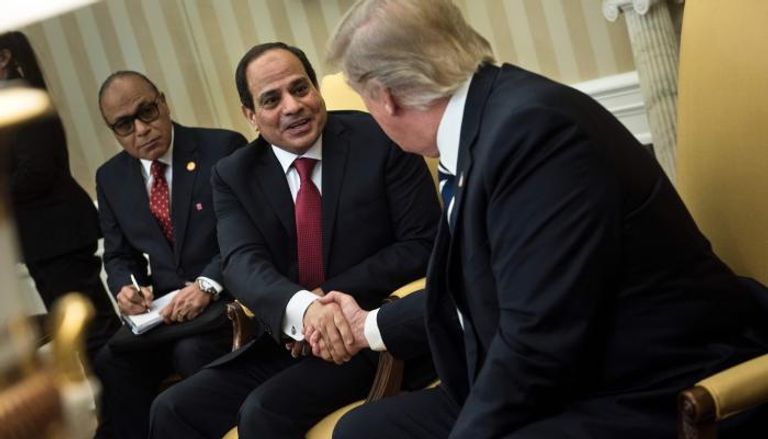 السيسي وترامب في البيت الأبيض السيسي خلال لقائه الوفد الأمريكي