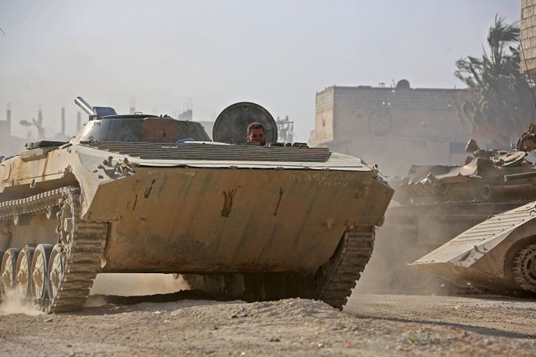 آلية عسكرية تابعة لجيش النظام السوري - أرشيفية هضبة الجولان السورية المحتلة - أرشيفية