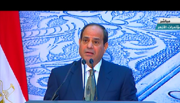 الرئيس المصري أثناء إلقاء كلمته في احتفالية ليلة القدر