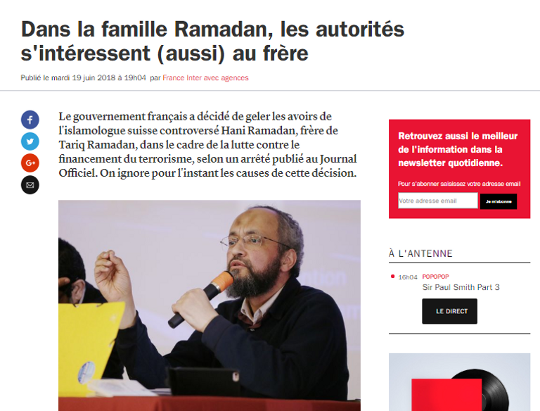 هاني رمضان حفيد مؤسس الإخوان