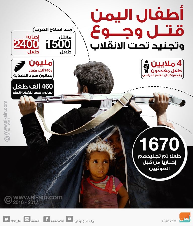 طفل يمني ضلله الحوثيون للمشاركة في الحرب