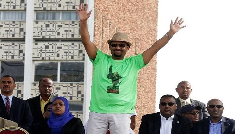 رئيس الوزراء الإثيوبي، أبي أحمد خلال مخاطبته تجمعاً مؤيداً له