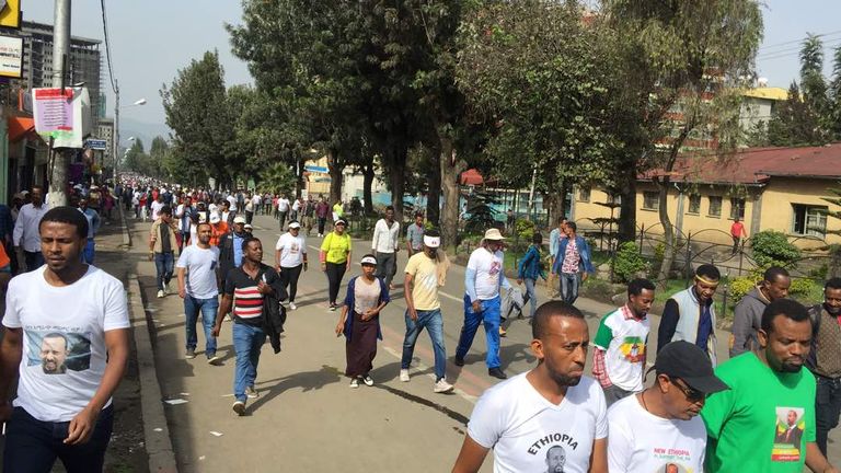 مسيرة مؤيدة لرئيس الوزراء الإثيوبي في أديس أبابا