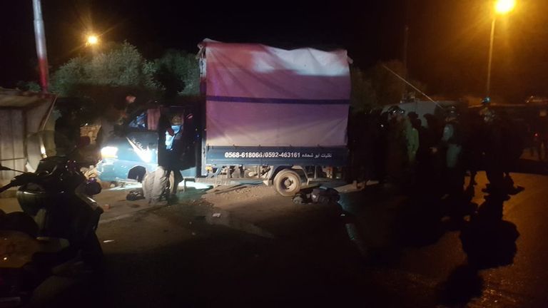 جانب من حادث الدهس في الضفة الغربية