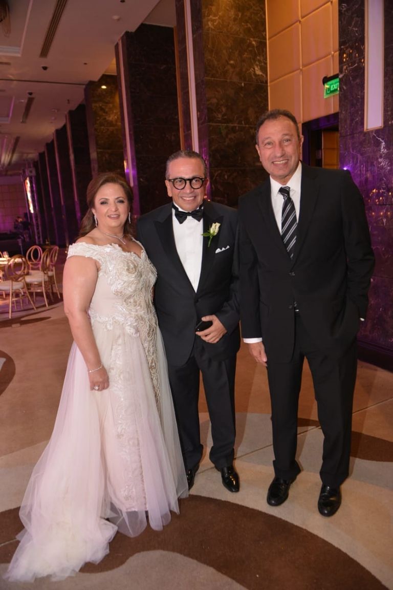 شيكابالا وشيكو وعمر جابر وأيمن يونس في حفل زفاف نجل عمرو الجنايني