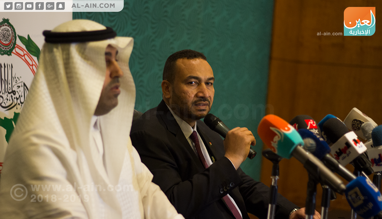 جانب من المؤتمر الصحفي للبرلمان العربي