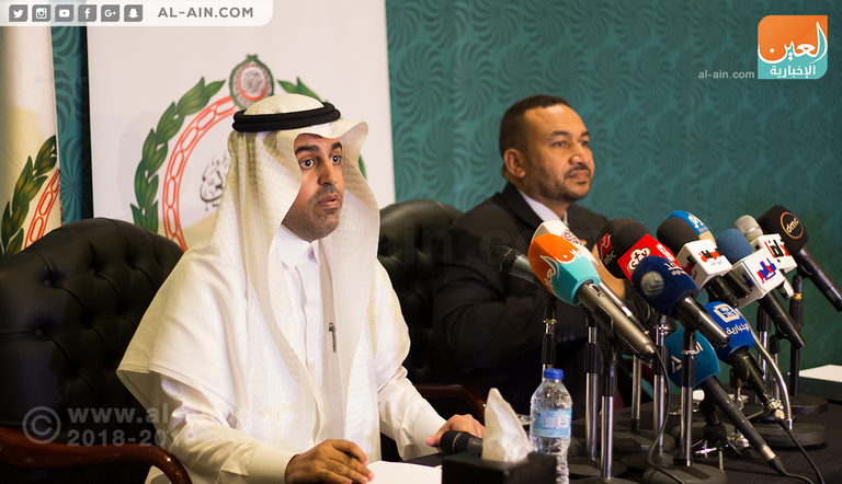 جانب من المؤتمر الصحفي للبرلمان العربي