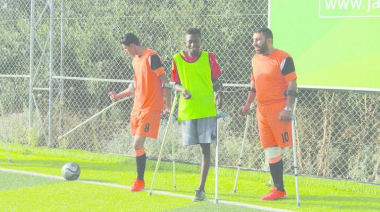 الفريق أثناء تدريباته