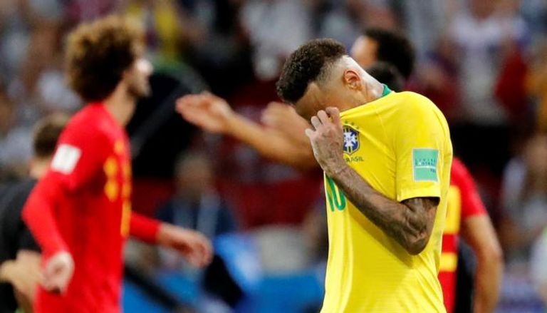 نيمار يبكي بعد الهزيمة أمام بلجيكا