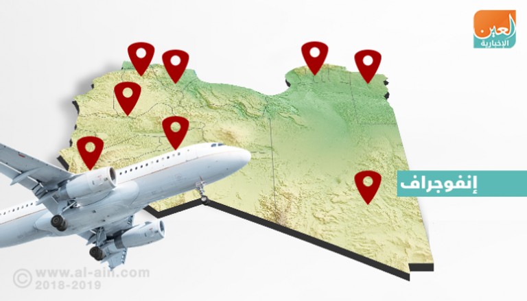 إنفو يوضح مواقع المطارات الليبية