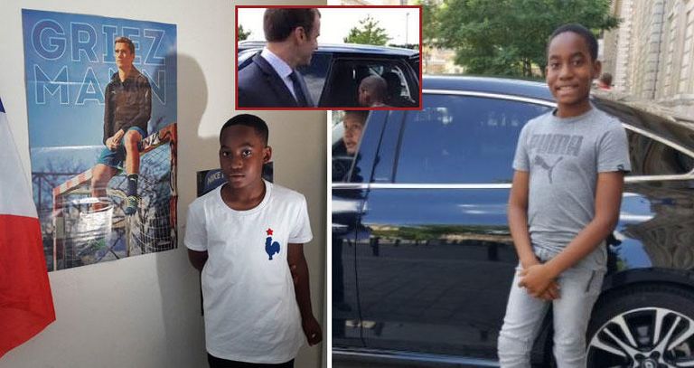 الطفل يانيل يفحص هيكل سيارة الرئيس ماكرون