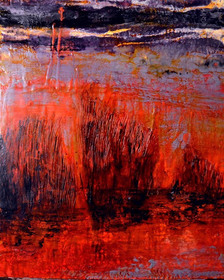 الفنانة فيروز سمير مع الفنان محمد عبلة في معرضها الجديد