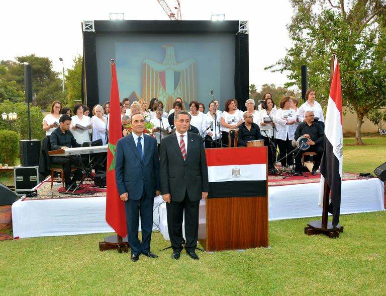 أثناء السلامين الوطنيين لمصر والمغرب
