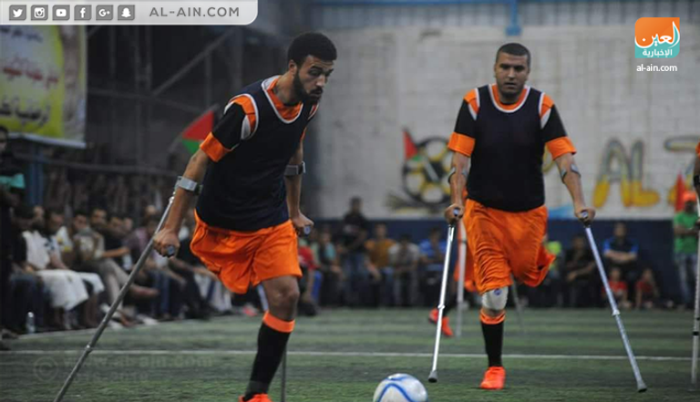 من تدريبات فريق كرة القدم لمبتوري الأطراف في غزة