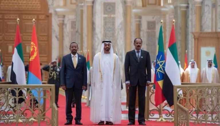 الشيخ محمد بن زايد مع رئيس إريتريا ورئيس وزراء إثيوبيا
