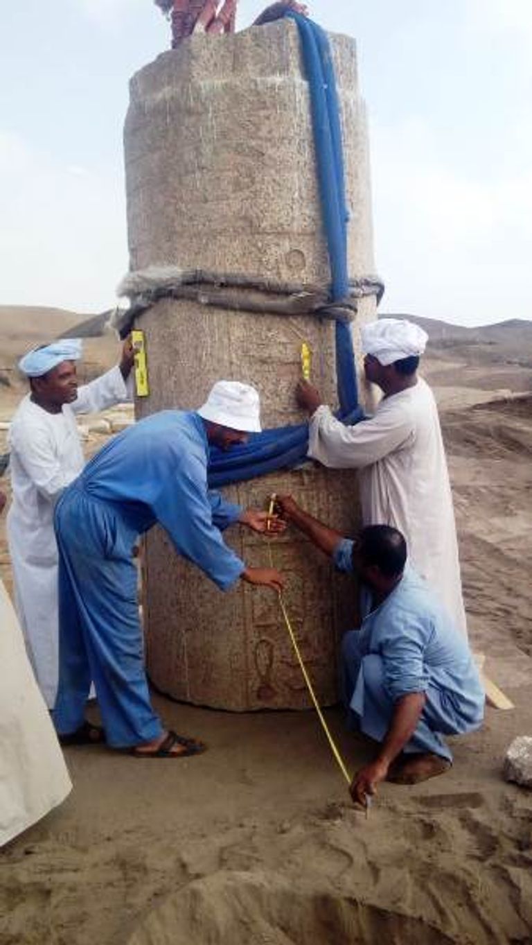 ترميم تمثال رمسيس الثاني في منطقة صان الحجر