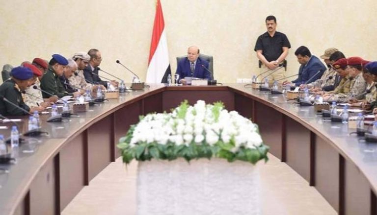 الرئيس اليمني عبدربه منصور هادي أثناء الاجتماع