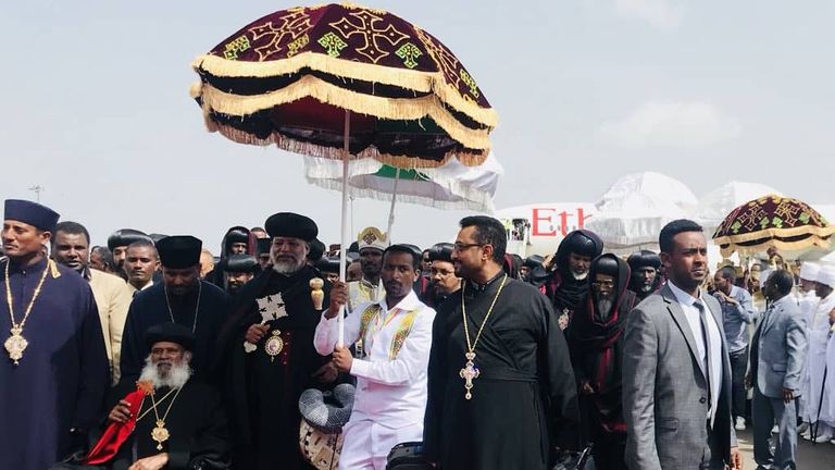 بطريرك الكنيسة الأرثوذكسية الإثيوبية "الأنبا مركوريوس" مع أبي أحمد
