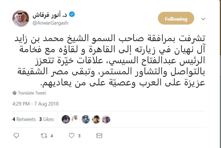 الشيخ محمد بن زايد آل نهيان خلال لقائه الرئيس السيسي في القاهرة