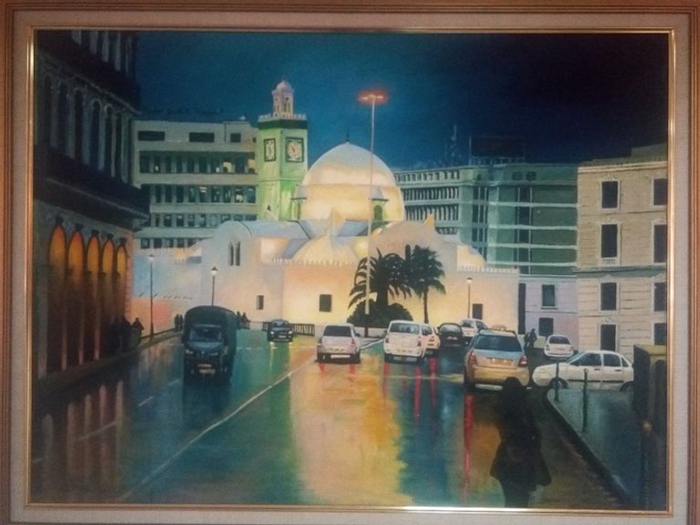 لوحة من معرض "همة" الفنانة التشكيلية الجزائرية صورية قريشي