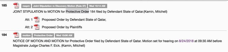 وثائق مرفقة بتغريدة الناشط الأمريكي حول مساعي قطر نحو سرية قضائية على فضيحة برويدي تميم بن حمد أمير قطر