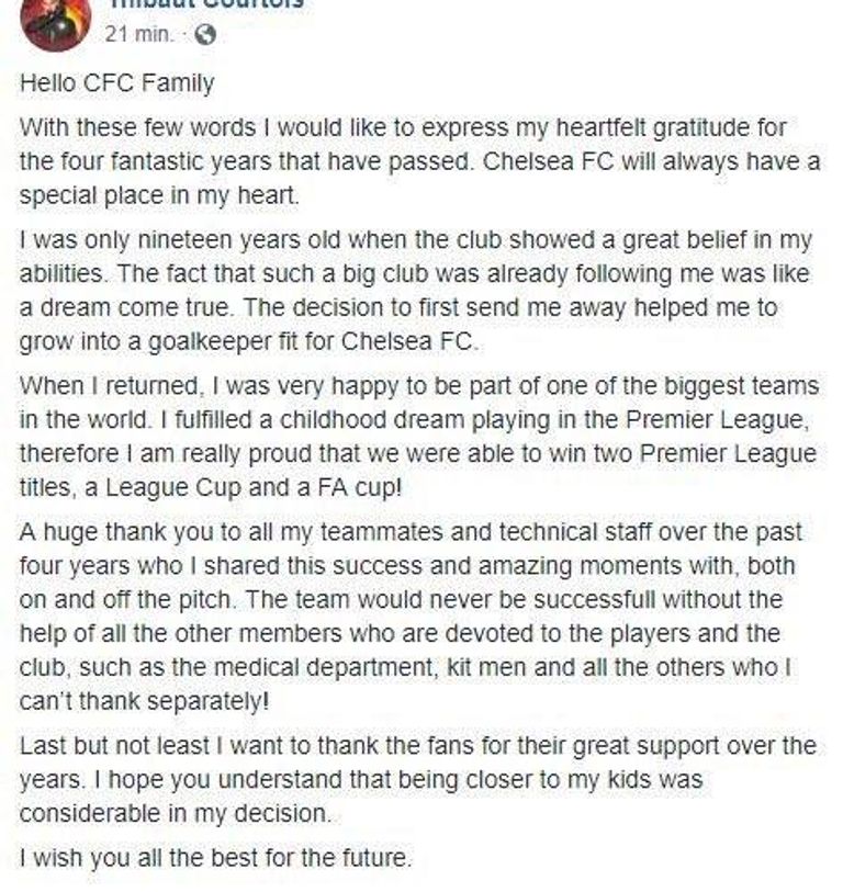 البلجيكي تيبو كورتوا حارس ريال مدريد