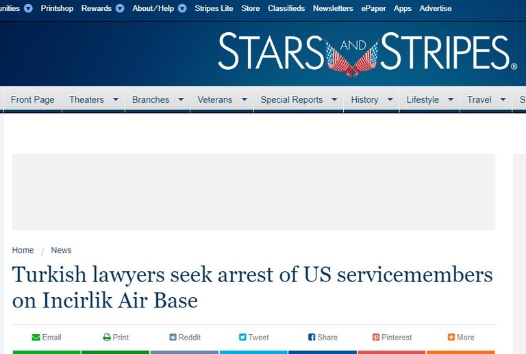 صحيفة أمريكية: محامو أردوغان يلفقون تهم الإرهاب ضد ضباط أمريكان بقاعدة إنجرليك سيارة خدمات بقاعدة إنجرليك الأمريكية بتركيا