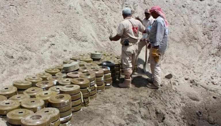 عشرات الألغام التي نجح الجيش اليمني في إزالتها