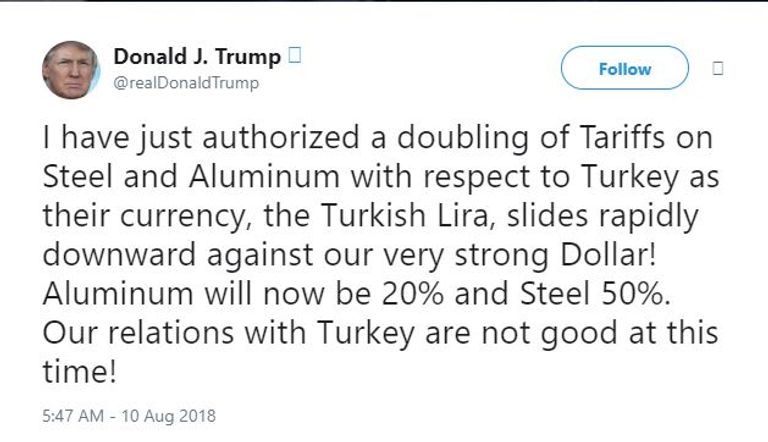 تغريدة ترامب التي عصفت بالاقتصاد التركي أردوغان يخدع الأتراك برسائل إعلامية مضللة