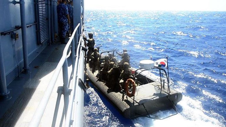 جانب من التدريبات المشتركة التي نفذتها القوات البحرية المصرية