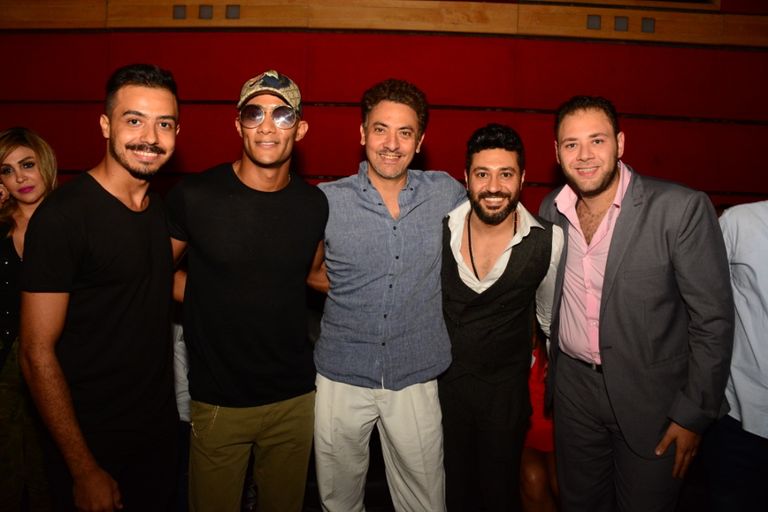 محمد رمضان وفتحى عبدالوهاب خلال العرض الخاص للفيلم