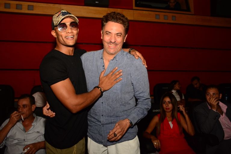 محمد رمضان وفتحى عبدالوهاب خلال العرض الخاص للفيلم