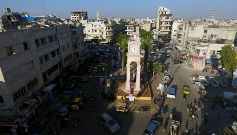 صورة تُظهر برج الساعة لمدينة إدلب 