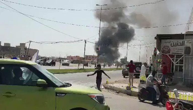 صورة متداولة لموقع الانفجار الذي شهدته مدينة كربلاء العراقية