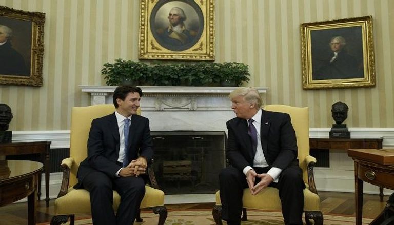 لقاء سابق بين رئيس أمريكا دونالد ترامب ورئيس وزراء كندا جاستن ترودو
