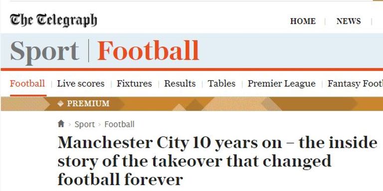 عنوان صحيفة تليجراف مانشستر سيتي بطل الدوري الإنجليزي الممتاز