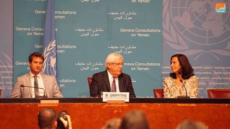 جانب من المؤتمر الصحفي للمبعوث الأممي لليمن