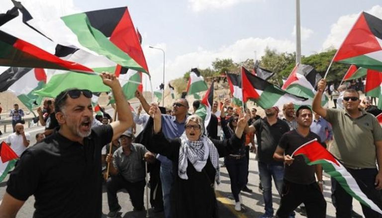 احتجاجات فلسطينية على هدم الخان الأحمر - أ.ف.ب