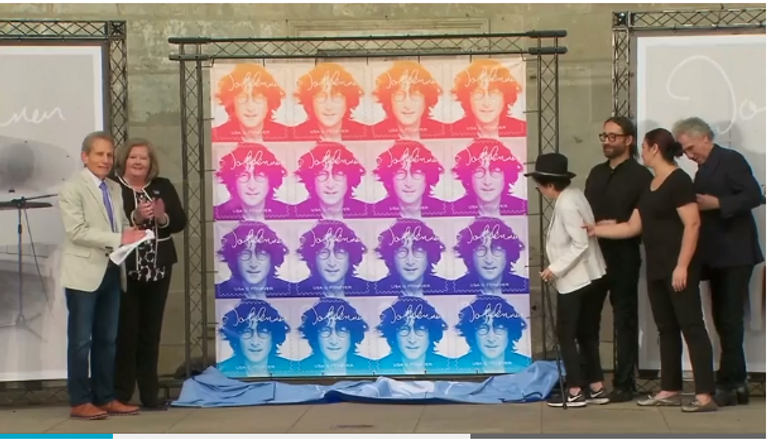 طابع بريد أمريكي تكريما لأيقونة الروك جون لينون