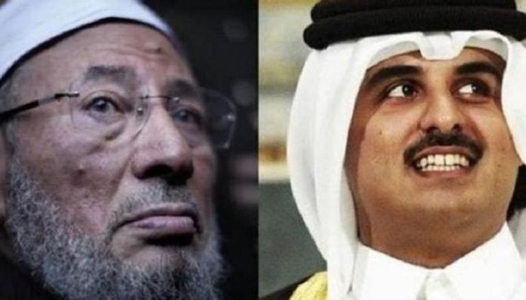 أمير قطر ومفتي الإرهاب المقيم في الدوحة يوسف القرضاوي