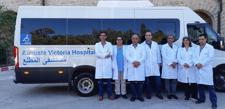 مستشفى "الأوغستا فكتوريا – المطلع" في القدس مؤتمر صحفي في مقر مستشفى الأوغستا فكتوريا المطلع في القدس