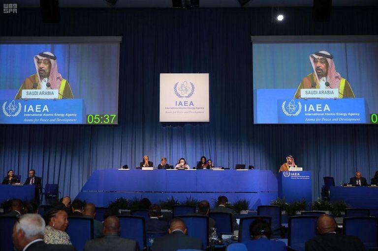 المهندس خالد الفالح، وزير الطاقة السعودي أثناء إلقاء كلمته