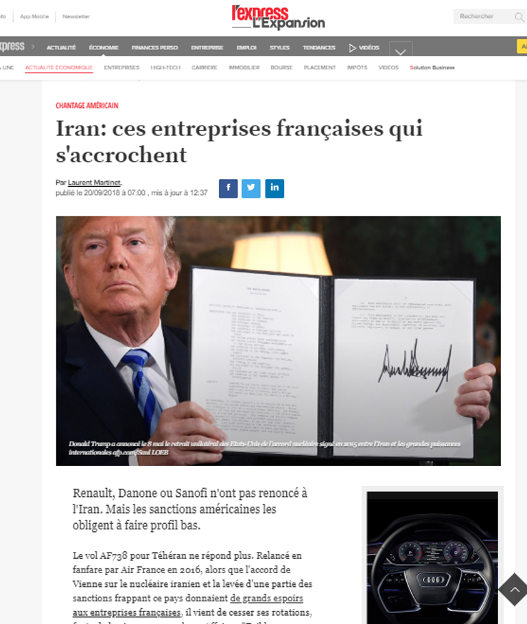 انسحاب الشركات الفرنسية الكبرى من السوق الإيرانية