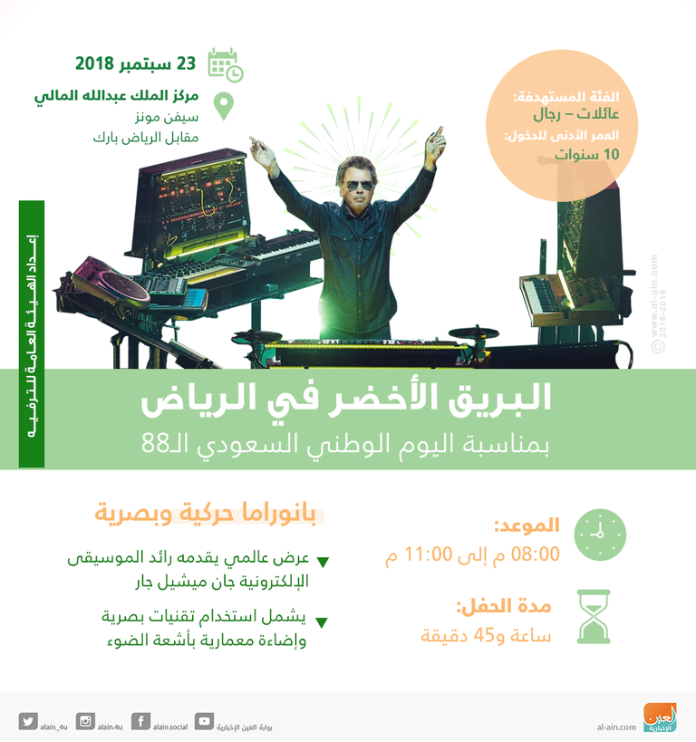 "البريق الأخضر" في الرياض بمناسبة اليوم الوطني السعودي الـ88